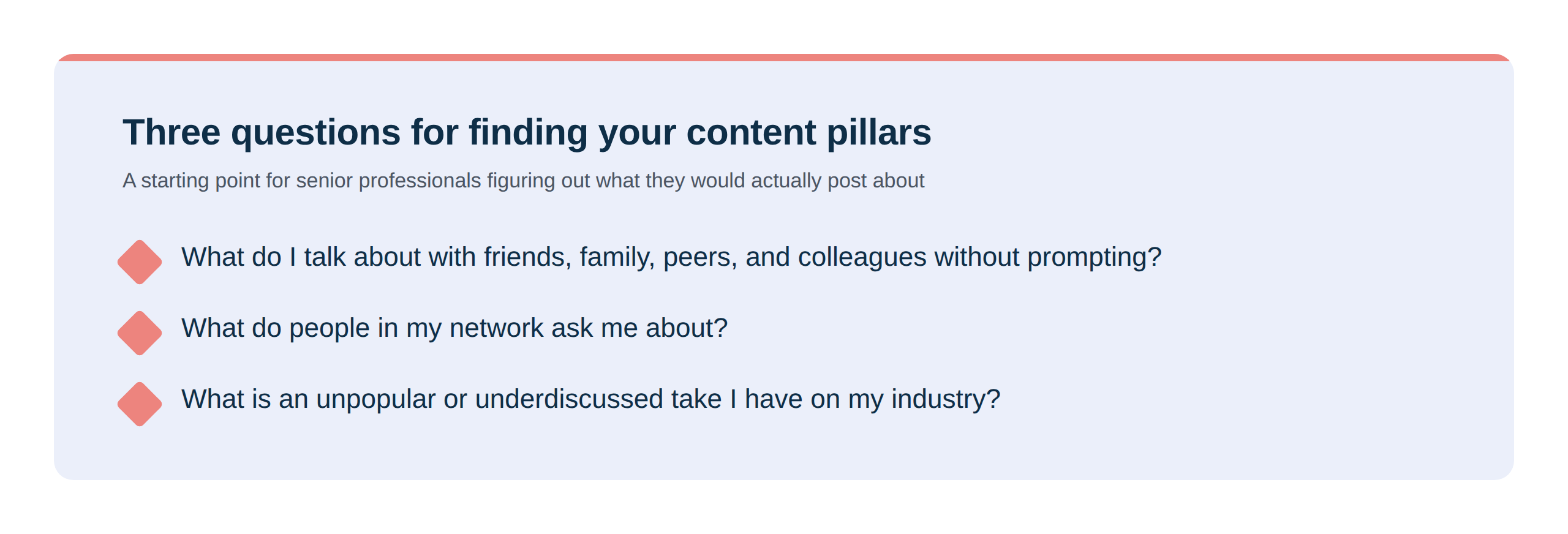 Diagram of content pillars for LinkedIn posting